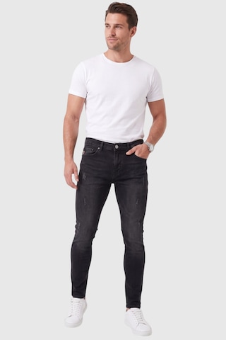 Rizzup Erkek Slim Fit %98 Pamuk Likralı Taşlanmış Yıpratma Detaylı Siyah Kot Pantolon 2600041