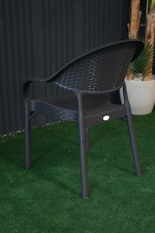 Alezy Bambu Rattan Kollu Koltuk 6 Adet Antrasit