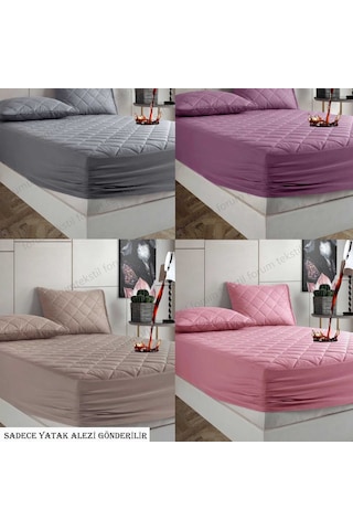 Formeya %100 Pamuk Renkli Kapitone Sıvı Geçirmez Alez Çarşaf - Gri