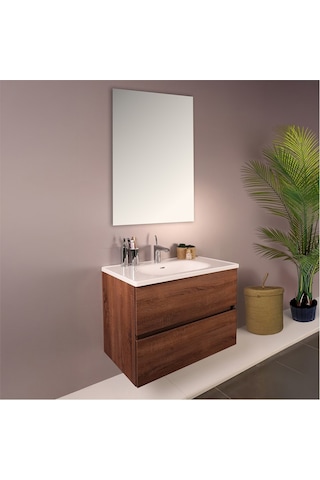 Kobos Simple 80 Cm Çekmeceli Banyo Dolabı Seti Miling Oak Ahşap