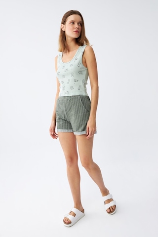 Akbeniz Kadın Kalın Askılı Şortlu Pijama Takım 3631 SU YEŞİLİ