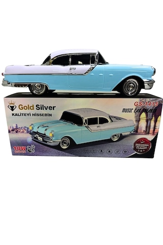 Gold Silver Gs-1415 10w Nostaljik Klasik Araba Tasarımlı Şarjlı Bluetooth Hoparlör Mavi-beyaz - Fm Radyo Usb Sd Aux
