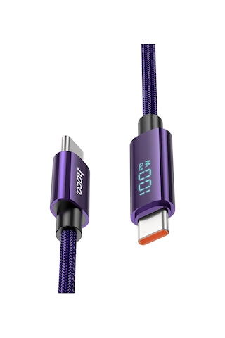 Hoco. U125 1.2m Benefit Pd 100w Type-c To Type-c Şarj Data Kablosu - Mor