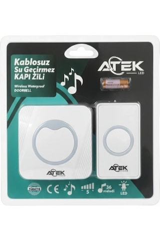 Buğz Beyaz Kablosuz Su Geçirmez Kapı Zili