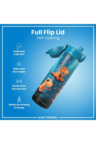 Ion8 - İnce Su Termosu - Dinozor Grubu - 500 Ml - Sızdırmaz Çok Renkli