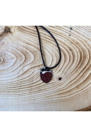 Heart Kalp Kolye Unisex Suni Deri İpli Kolye PYTKKOLYE193 Gümüş