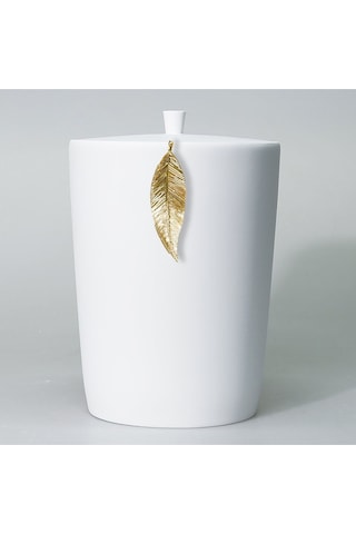 By Selim Home Leaf Polyester 5 Parça Banyo Seti Beyaz - Altın Beyaz