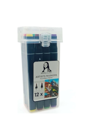 Südor Mona Lisa Tocuhblack Çift Taraflı Marker Kalem Seti 12li Çok Renkli