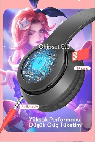 Peeq P47M Katlanabilir Kedi Kulak Kablosuz Bluetooth Kulak Üstü Kulaklık