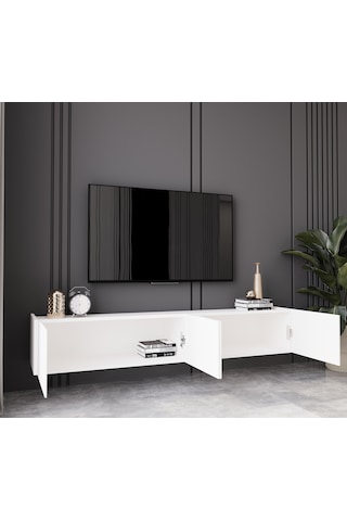 Capella Beyaz Country Mdf 4 Kapak Duvara Monte 160 Cm Tv Ünitesi