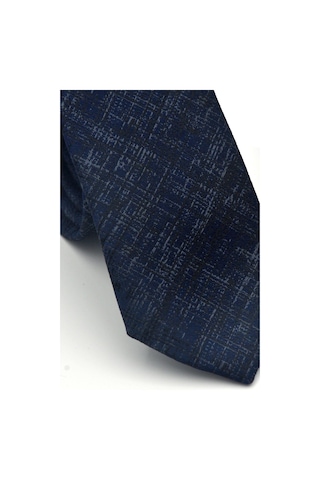 Gaffy Mavi Kırcıl Desenli Lacivert Dokuma Kumaş Mendilli Slim Fit Kravat // Sdk-2610-2 Lacivert