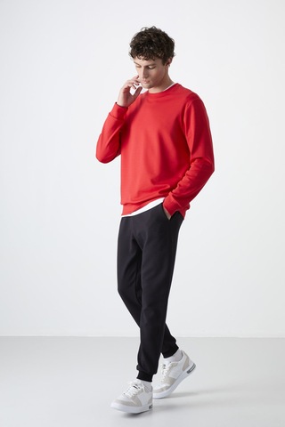 Tommy Life Kırmızı Basic O Yaka Rahat Form Erkek Sweatshirt - 88053 Kırmızı