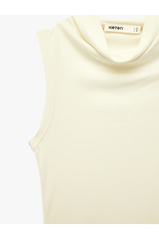 Koton Modal Kumaş Slim Fit Kolsuz Dik Yaka Body Ekru 7wak10019ek
