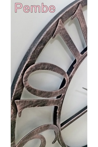 Ferforje Duvar Saati Otantik 5520 Bp Pembe Eskitme 55Cm 3Boyutlu Çok Renkli