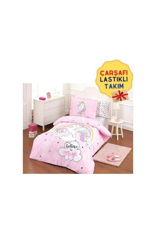 Özdilek Unicorn Lastikli Çarşaflı Kız Çocuk Tek Kişilik Nevresim Takımı Pembe Özdilek Unicorn Lastikli Çarşaflı Kız Çocuk Tek Kişilik Nevresim Takımı Pembe