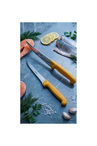 Lazbisa Mft-020 Gold Serisi Mutfak Fileto Bıçağı Steak Bıçak Et Balık Tavuk Kesme Fileto Bıçağı 2 Li Set