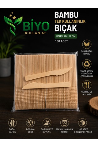 Tek Kullanımlık Bambu Bıçak 100 Adet