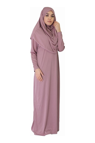 Yeni Gül Kurusu Fermuarsız Namaz Elbisesi Gülkurusu