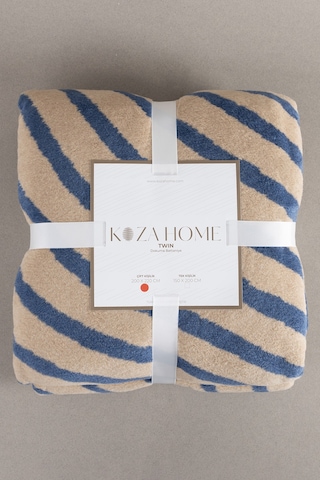 Twin Battaniye Soft Pamuklu Çift Kişilik Battaniye Kahve Mavi 200 X 220 5037a Mavi