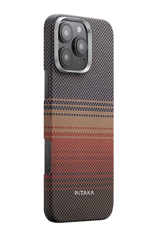 Apple Uyumlu iPhone 16 Pro Max Kılıf Magsafeli Aramid Fiber Pitaka Tactile Woven Sunset-moonrise Serisi Sunset