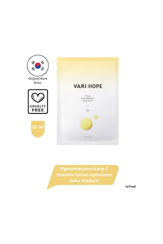Varı Hope 8 Days Brıghtenıng Mask Wıth Pure Vıtamın C 5ea C Vitamini İçeren Aydınlatıcı Ve Canlandırıcı Maske
