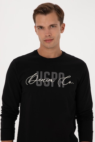 U.S. Polo Assn. Erkek Regular Fit Bisiklet Yaka Siyah İnce Sweatshirt 50315570-VR046
