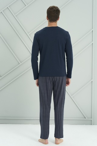 Erkek Interlok Penye Uzun Kol Pijama Takımı 2237 Lacivert02 Lacivert02