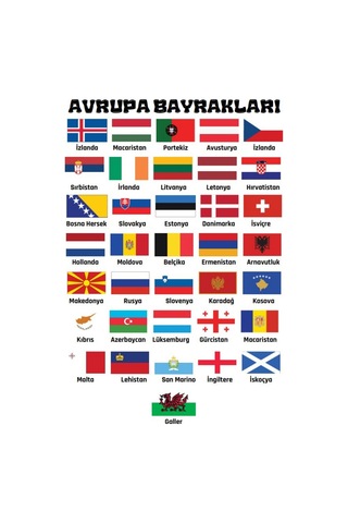Avrupa Ülkeleri Bayrağı Çizme Ve Boyama Kitabı