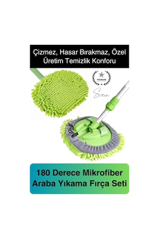 Premium Mikrofiber Araba Yıkama Fırçası Mop Paspas Temizleme Uzun Saplı Detaylı Çiziksiz Uzayabilen