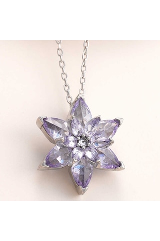 Artsmagazinmücevher Gümüş Lila Lotus Çiçeği Kadın Kolye