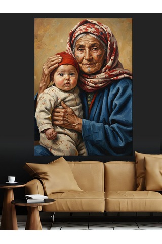 Ahşap Tablo Büyükanne Torun Sevgi Dolu Çocuk Odası Tabloları