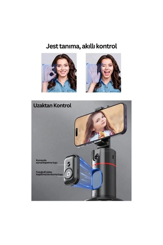 Profesyonel 360 Derece Yüz Takipli Gimbal Telefon Sabitleyici Tripod Fotoğraf/video/selfie/reels