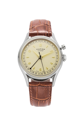 Vulcain Cricket Classique 36 Mm Eggshell Sapphire Caseback Mekanik Alarm Erkek Kol Saati Metalik