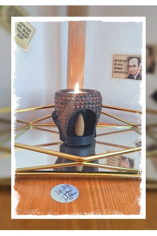 Buda Kafası El Yapımı Dekoratif Mumluk Ve Konik Tütsülük Buhurdanlık Obje