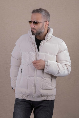 Ohepmoda Dik Yaka Nova Soft Kumaş Erkek Şişme Mont Bej