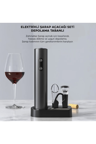 9055861040079 - Otomatik Şarap Açacağı Tırbişon Elektrikli Şarap Açma Aparatı Mantar Şişe Açacağı