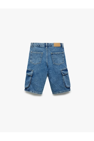 Koton Pamuklu Kapaklı Cep Detaylı Denim Şort Orta İndigo 5skg40084ad Indigo