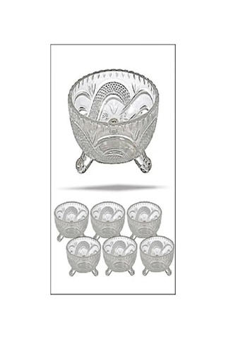 6'lı Kristal Lüx Ayaklı Cam Çerezlik Şekerlik Sunumluk Kase Çok Renkli