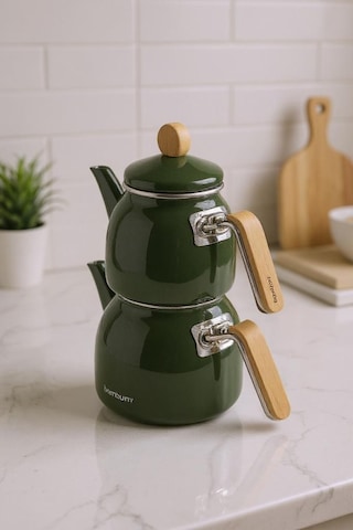 Sultan - Bambu Kulplu Çaydanlık Takımı Koyu Yeşil Koyu Yeşil