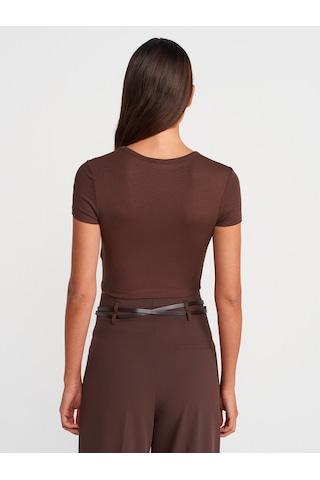 Dilvin 31104 Modal Crop Top-açık Kahve Açık Kahve