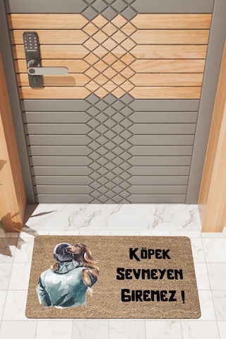 Rugmood Modern Dijtal Baskı Köpek Sevmeyen Giremez2 Kapı Önü Paspası Çok Renkli