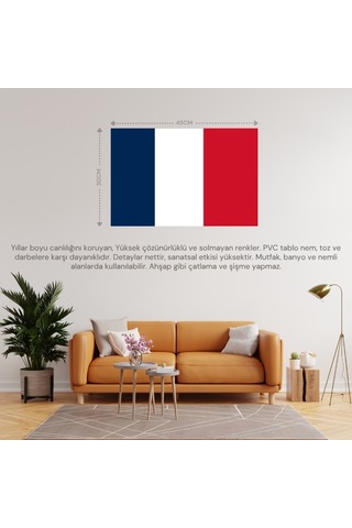 Yeni Kaledonya Ülke Bayrağı 45x30cm Duvar Tablosu Çerçevesiz Pvc Tablo