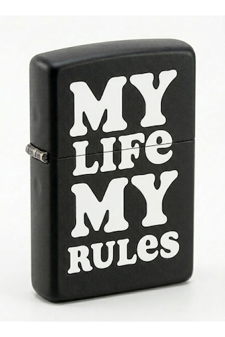 Zippo My Life My Rules - Benim Hayatım Benim Kurallarım Dizayn Çakmak Siyah