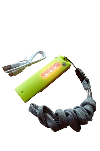 Gaman Mini Şarjlı El Feneri 3 Mod İkaz Işıklı + Boyun Askısı + Düdük Çok Renkli