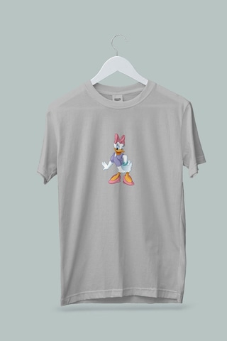 Maki Home Kız Çocuk Daisy Duck Baskılı Beyaz Gri Siyah Tshirt 5 6 7 8 9 10 11 12 13 14 Yaş Disney Miki Mouse Gri