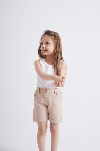 Oliventhekid Taşlı Detaylı Kız Çocuk Şort Kremrengi Krem