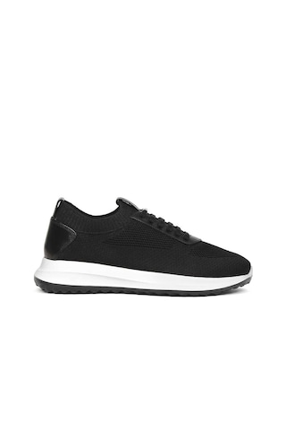 Erkek Siyah Kalın Tabanlı Deri Sneaker