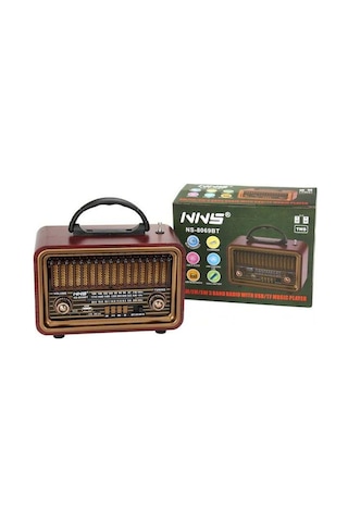 Ns-8069 Retro, Nostaljik, Ahşap Tasarım Bluetooth Hoparlörlü, Şarjlı, Taşınabilir Fm/am Destekli Radyo-448