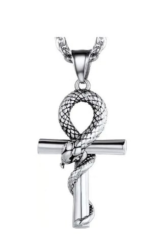 Vikings Paslanmaz Kararmaz Çelik Antik Mısır Ankh Kolye Gümüş