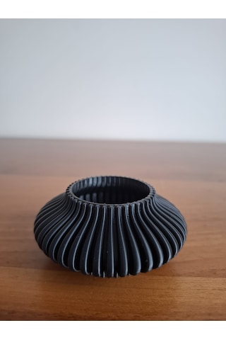İkili Elmas Çizgili Tealight Mumluk Siyah